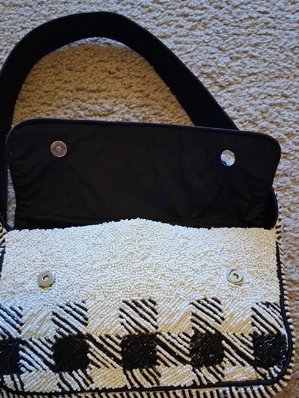 Tiktok Viral Beaded Black & White Check Shoulder Bag - Picture 4 of 15